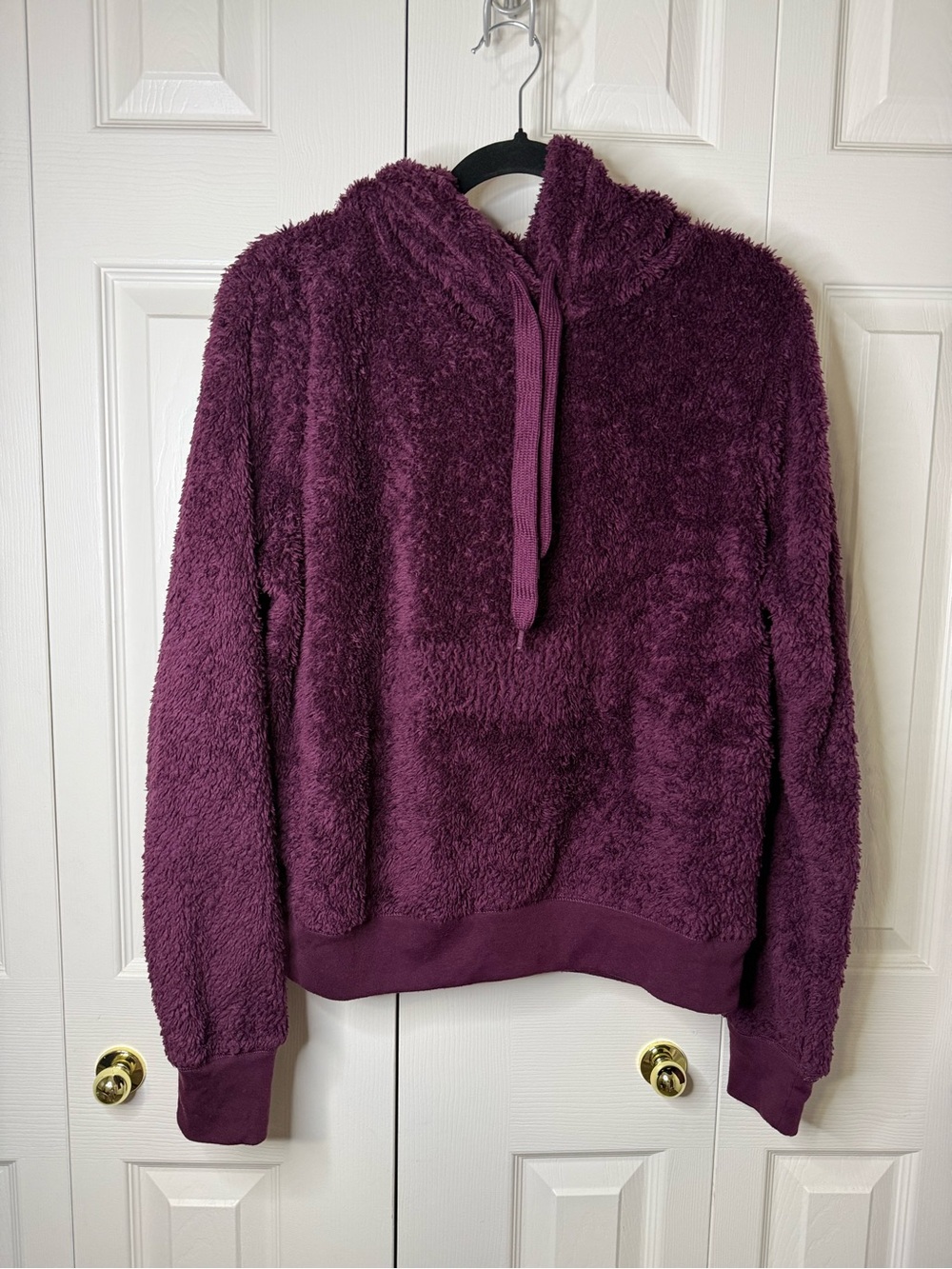 Fifth Sun Plush Hooded Sweater in Deep Plum